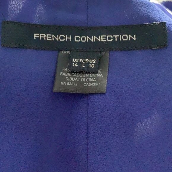 French Connection Blue Diah Wrap Midi Dress Floral Ruffle Short Sleeve Sz 10 - Picture 7 of 7